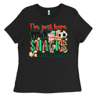 Black i'm just here for the snacks #soccer  brother Ladies Tee - Zillion Design Studio