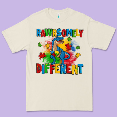 Rawrsomely Different Autism Trex Premium Tee Designed By Zillion Design Studio