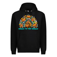 Black Gobble Til You Wobble with Rainbow Premium Hoodie - texasbilliewilder