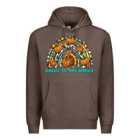 Coffee Gobble Til You Wobble with Rainbow Premium Hoodie - texasbilliewilder