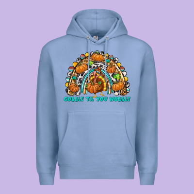 Gobble Til You Wobble With Rainbow Premium Hoodie Designed By Texasbilliewilder