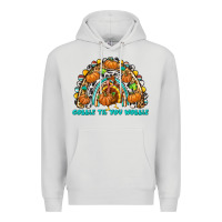 Dove Grey Gobble Til You Wobble with Rainbow Premium Hoodie - texasbilliewilder