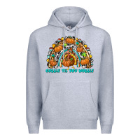Heather Grey Gobble Til You Wobble with Rainbow Premium Hoodie - texasbilliewilder