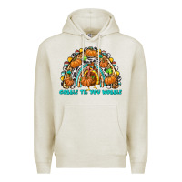 Oatmeal Heather Gobble Til You Wobble with Rainbow Premium Hoodie - texasbilliewilder