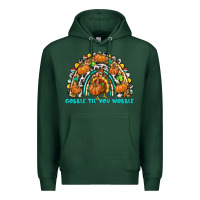 Sports Green Gobble Til You Wobble with Rainbow Premium Hoodie - texasbilliewilder