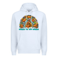 White Gobble Til You Wobble with Rainbow Premium Hoodie - texasbilliewilder