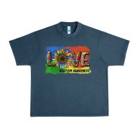Midnight Navy sunflower love autism awareness Urban Heavy Tee - BarkalooDesign