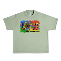 Oil Green sunflower love autism awareness Urban Heavy Tee - BarkalooDesign
