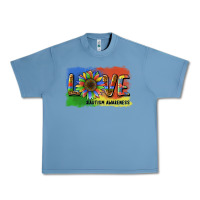 Pebble Blue sunflower love autism awareness Urban Heavy Tee - BarkalooDesign