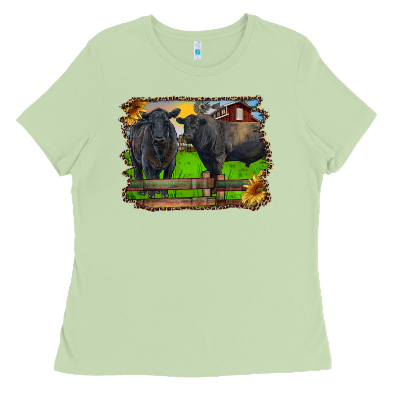 Black Angus Cattle And Bull In Barnyard Ladies Tee by RanaPortraitStore | Teevron