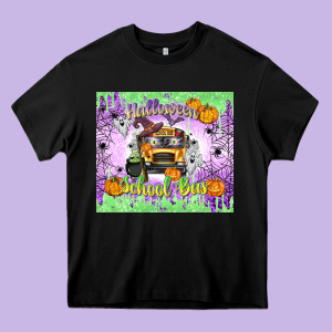 Halloween School Bus Heavy Core Tee Designed By Texasbilliewilder