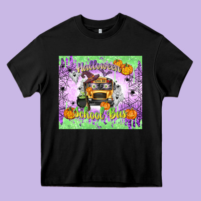 Halloween School Bus Heavy Core Tee Designed By Texasbilliewilder