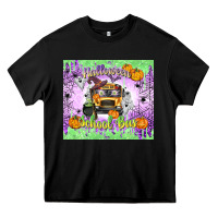 Black Halloween School Bus Heavy Core Tee - texasbilliewilder