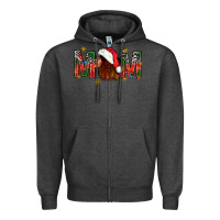 Charcoal Heather Western Mom With Woman In Santa Hat Zipper Hoodie - BundleAndBundleShop