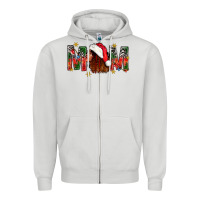 Dove Grey Western Mom With Woman In Santa Hat Zipper Hoodie - BundleAndBundleShop