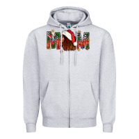Heather Grey Western Mom With Woman In Santa Hat Zipper Hoodie - BundleAndBundleShop