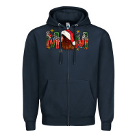 Navy Western Mom With Woman In Santa Hat Zipper Hoodie - BundleAndBundleShop