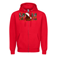 Red Western Mom With Woman In Santa Hat Zipper Hoodie - BundleAndBundleShop