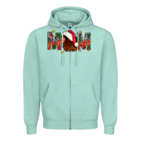 Seafoam Western Mom With Woman In Santa Hat Zipper Hoodie - BundleAndBundleShop