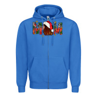 True Royal Western Mom With Woman In Santa Hat Zipper Hoodie - BundleAndBundleShop