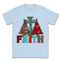 Dusty Blue cross and christmas trees Classic Tee - AdoDesignShop