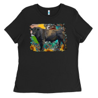 Black black angus bull with aztec and farm background Ladies Tee - RanaPortraitStore
