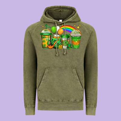 St Patricks Coffee Vintage Hoodie Designed By Jasminsmagicworld