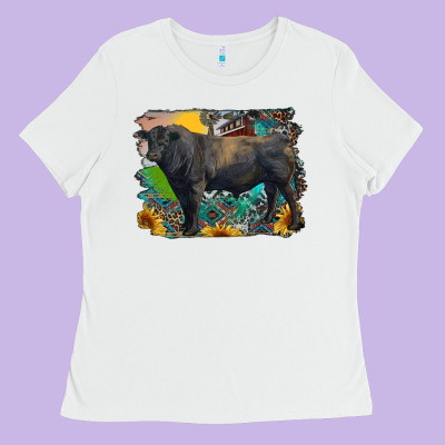 Black Angus Bull With Aztec And Farm Background Ladies Tee Designed By Ranaportraitstore
