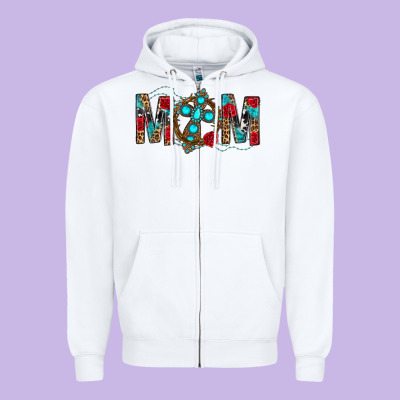 Western Mom With Cross Zipper Hoodie Designed By Bundleandbundleshop