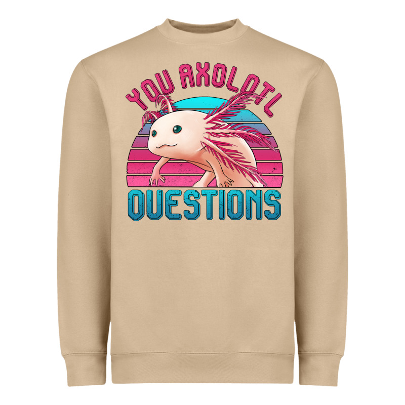 You Axolotl Questions 80's Retro Sunset Heavyweight Sweatshirt by Jasminsmagicworld | Teevron