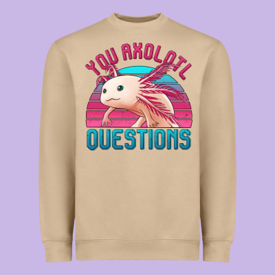 You Axolotl Questions 80's Retro Sunset Heavyweight Sweatshirt Designed By Jasminsmagicworld