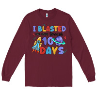Burgundy i blasted my way through 100 days Long Sleeve Tee - MaliasSmallBusiness