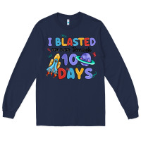 Navy i blasted my way through 100 days Long Sleeve Tee - MaliasSmallBusiness