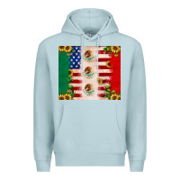 Blue Mist American flag mexico flag sunflower cactus Premium Hoodie - JahusDesignShop
