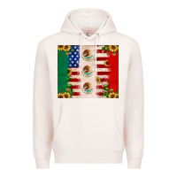 Pale Pink American flag mexico flag sunflower cactus Premium Hoodie - JahusDesignShop