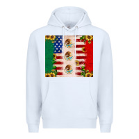White American flag mexico flag sunflower cactus Premium Hoodie - JahusDesignShop