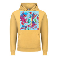 Vintage Mustard summer and octopus seamless pattern Vintage Hoodie - BundleAndBundleShop
