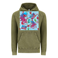 Vintage Olive summer and octopus seamless pattern Vintage Hoodie - BundleAndBundleShop