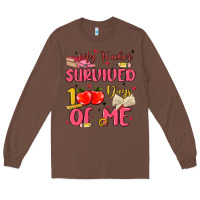 Chestnut my teacher survived 100 days of me Long Sleeve Tee - MaliasSmallBusiness