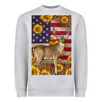 Heather Grey Western American Deer Heavyweight Sweatshirt - LillyAllenDesigns
