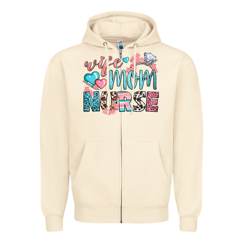 Wife Mom Nurse Zipper Hoodie by BundleAndBundleShop | Teevron