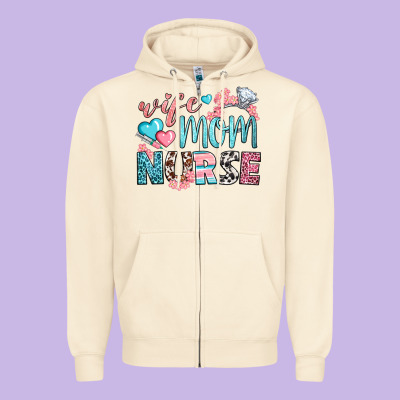 Wife Mom Nurse Zipper Hoodie Designed By Bundleandbundleshop