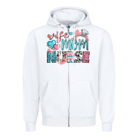 White Wife Mom Nurse Zipper Hoodie - BundleAndBundleShop