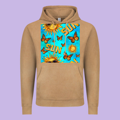 Sun With Butterfly Seamless Pattern Vintage Hoodie Designed By Bundleandbundleshop
