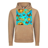 Vintage Coffee sun with butterfly seamless pattern Vintage Hoodie - BundleAndBundleShop