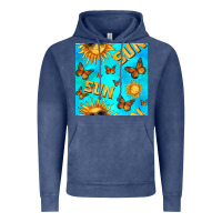 Vintage Denim sun with butterfly seamless pattern Vintage Hoodie - BundleAndBundleShop