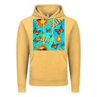 Vintage Mustard sun with butterfly seamless pattern Vintage Hoodie - BundleAndBundleShop