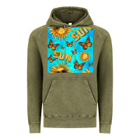 Vintage Olive sun with butterfly seamless pattern Vintage Hoodie - BundleAndBundleShop