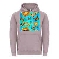 Vintage Zinc sun with butterfly seamless pattern Vintage Hoodie - BundleAndBundleShop