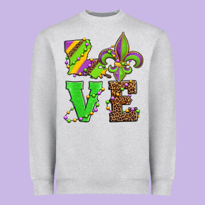 Love Mardi Gras Heavyweight Sweatshirt Designed By Jasminsmagicworld